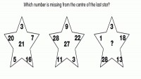 Which number is missing from the center of last star?